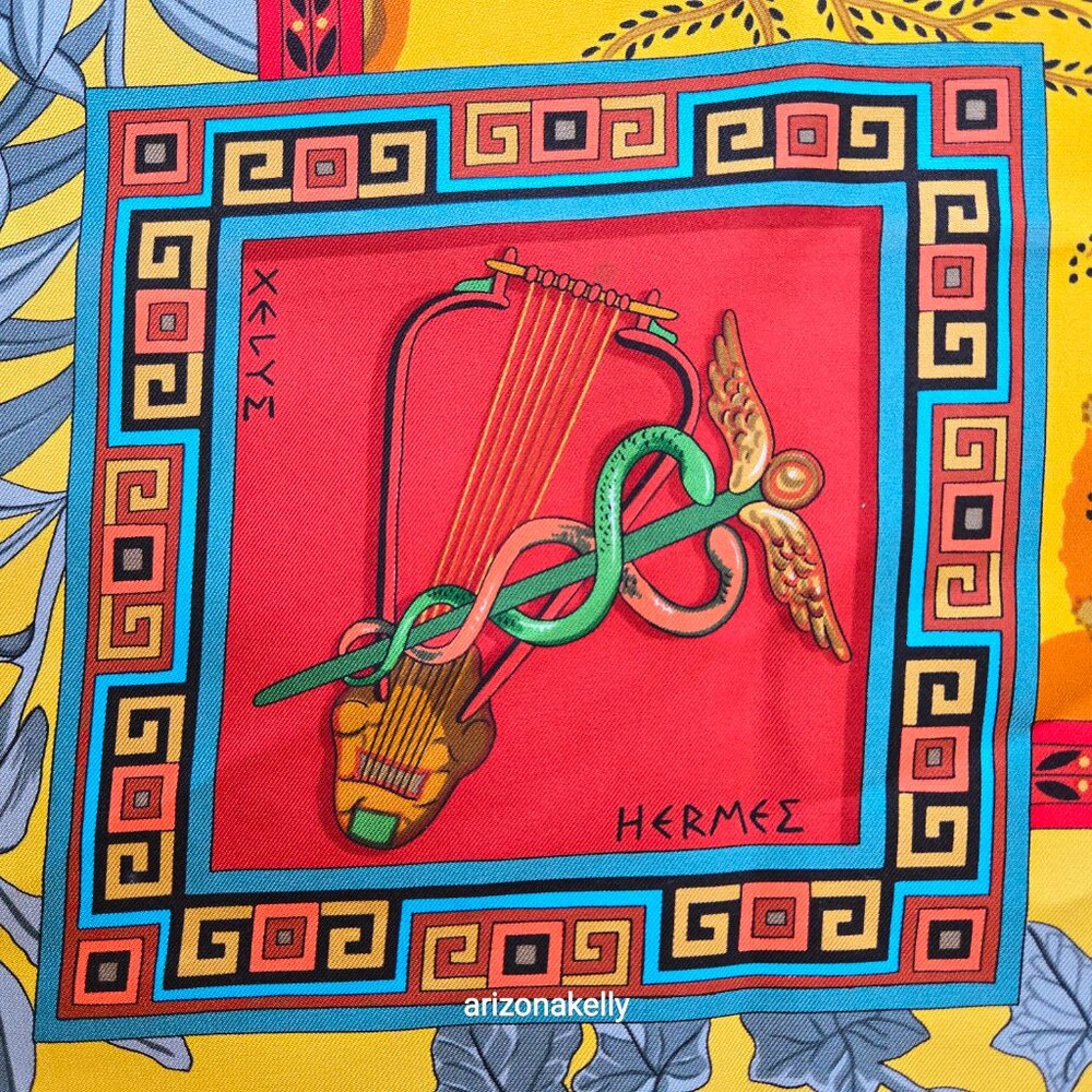 Hermès Silk Scarf Musique des Dieux Ancient Greece Greek Music Dance Hand-rolled - Picture 6 of 16